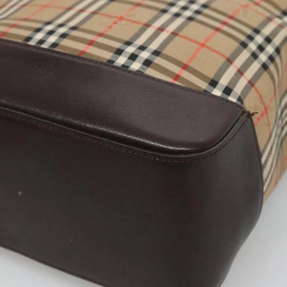 BURBERRY Nova Check Tote Bag Canvas Beige Gold Auth 121552 - Picture 5 of 16